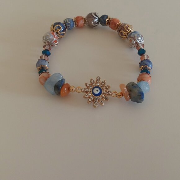 Sun Burst Evil Eye Charm Bracelet - Picture 1 of 15
